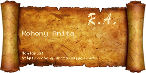Rohony Anita névjegykártya